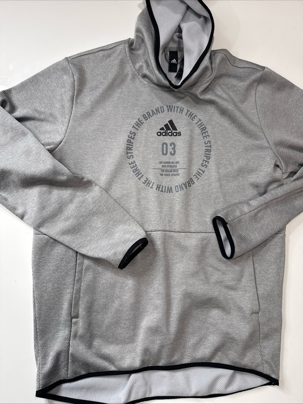 Adidas Mens Team Issue Badge Of Sport Hoodie Size Large Gray Athletic Cut